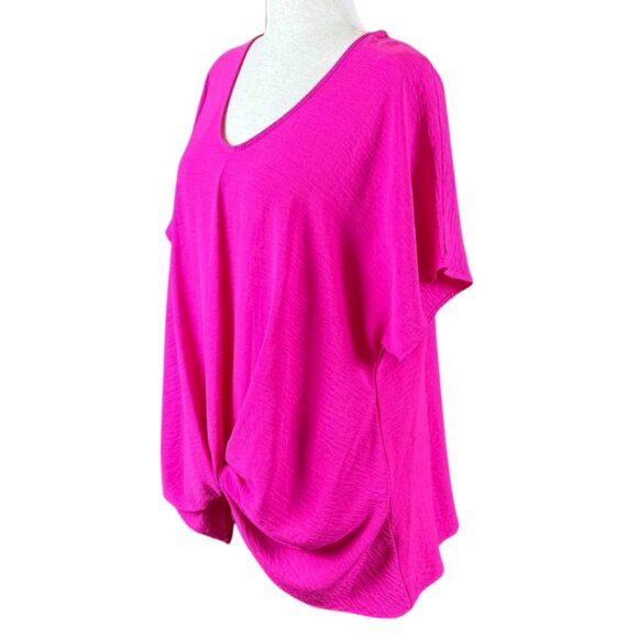 CHIC SOUL HOT PINK SHORT SLEEVE BLOUSE, SIZE 2X - Picture 2 of 4